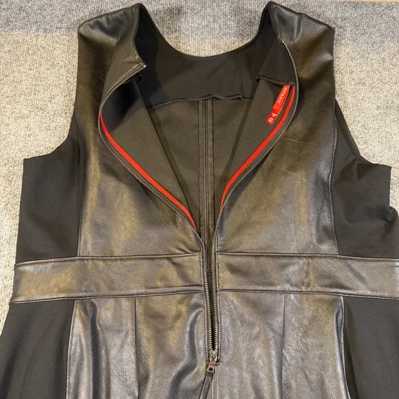 Spanx‎ Womens Leather-Like Combo Fitted Sheath Dress Size 1X Luxe Black NWOT - Picture 3 of 9